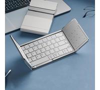 Folding Keyboard, touchpad/Numeric keypad Integrated, Bluetooth Triple Folding, Suitable for iPad, MAC/Win/Android Tablets (Silver, Touch All-in-one Model)