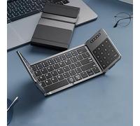 Folding Keyboard, touchpad/Numeric keypad Integrated, Bluetooth Triple Folding, Suitable for iPad, MAC/Win/Android Tablets (Black, Touch All-in-one Model)