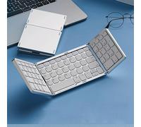 Folding Keyboard, touchpad/Numeric keypad Integrated, Bluetooth Triple Folding, Suitable for iPad, MAC/Win/Android Tablets (Silver, Single Keyboard Model)