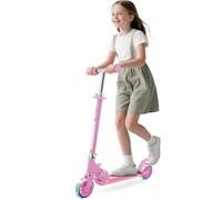 Folding Kick Scooter for Kids Ages 3-5, 2 LED Flash Wheels Kick Scooter with 3 Levels Adjustable Handlebar, Lightweight Sports Scooter for Girls and Boys (Rose Red)
