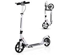 Folding Kick Scooter with Adjustable Handlebars and Big Wheels, Lightweight Design with Carrying Strap for Teens and Adults Ages 8+