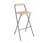 Folding Kitchen Bar Stool Square Natural Wooden Seat