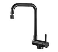 Folding Kitchen Faucet for Inside Window, Swivel Stainless Steel Sink Faucet, Black, Space-Saving Design, Easy Installation, and Stylish