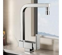 Folding Kitchen Faucet Under Window Chrome Pull Down Single Handle Mixer Dual Mode Hot & Cold Water Tap Space Saving Design for Modern Kitchens