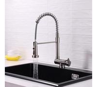 Folding Kitchen Mixer Tap with Pull Out Spray Kitchen Tap Spring Black 3-Mode Stainless Steel(Brushed)