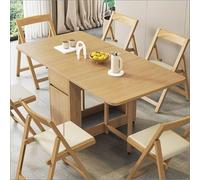 Folding Kitchen Table Set, Extendable Mobile Dining Table with 6 Chairs, Space Saving for Kitchen, Living Room, Restaurant, 1.4m Size