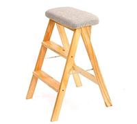Folding Ladder and Stool, Portable Wooden Step Stool for Home & Outdoor, Compact Multi-functional Bench for Gardening & DIY Use