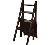 Folding Ladder Chair, Solid Wood Step Ladder Stool with Shelf, Space-Saving Solution for Home & Office