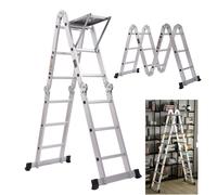 Folding Ladder Multi-Purpose Stepladder Aluminium Extension 14 in 1 Ladder Combination Foldable Ladder with Platform 15.4FT/4.7M