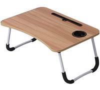 Folding Laptop Desk - Anti Slip Rubberised Legs - Reading, Coffee, Working Table - Variety of Uses - Use on Bed or Floor with Folding Legs (Brown)