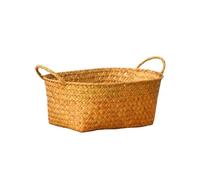 Folding Laundry Basket Household Storage Woven with Handle Wicker Picnic Sundries Organizer Woven Box Kitchen Fruit Organize
