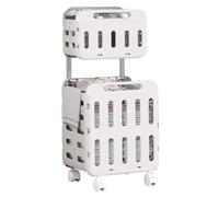 Folding Laundry Basket | Laundry Basket with Wheels and Handle, Double Layer Organizer with Wheels for Underwear Diaper Socks Bedding Bedroom Bathroom Home Apartment