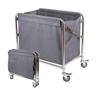 Folding Laundry Trolley on Wheels, Commercial Rolling Sorter Basket Hamper, Heavy Duty Service Cart for Laundries and Hotels