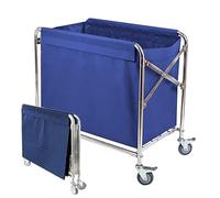 Folding Laundry Trolley on Wheels, Commercial Rolling Sorter Basket Hamper, Heavy Duty Service Cart for Laundries and Hotels