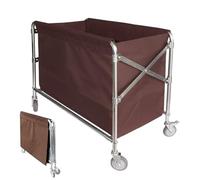 Folding Laundry Trolley on Wheels, Commercial Rolling Sorter Basket Hamper, Heavy Duty Service Cart for Laundries and Hotels