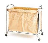 Folding Laundry Trolley; Rectangular Model Swivel Castors Silver/Creme