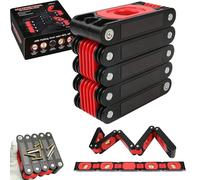 Folding Level Ruler Accurate Level Angle Finder Gauge Folding Extend, Multi Angle Magnetic Attachment Spirit Level Ruler, Aluminium Alloy, for Woodworking DIY Carpentry (Five-Fold)