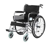 Folding Lightweight Wheelchair Steel Manual Self Propelled Wheelchair Adults Portable Travel Transport Chair w/Double Handbrakes for Elderly Seniors and Disabled Users
