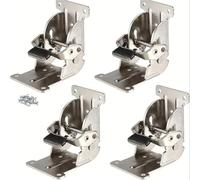 Folding Lock Hinge 2/4 PCS Folding Leg Hinge Bracket, 0-90-180 Degree Foldable Support Self-Locking with Screws(Silver-Pack of 4)