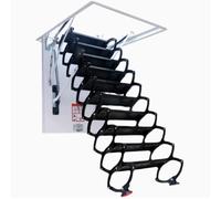 Folding Loft Ladder - Telescoping Wall-Mount Attic Stairs Manual Pull-Down Ladder in Titanium Magnesium Steel for Space-Saving Access to Loft Areas