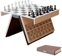 Folding Magnetic Chess Book Set - 3D Printed Portable Travel Board Chess Game | Tabletop Educational Strategy Games Gift for Adults Kids Home Decor & Family Game Nights