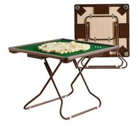 Folding Mahjong Table, Multifunction Game Table, Square 4 Player Card Table Portable Poker Table with Cup Holders & Chip Grooves for Tabletop, Board Game, Camping