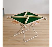 Folding Mahjong Table - Portable 4 Player Game Table for Poker and Blackjack - Includes Cup Holders and Trays