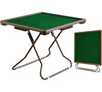 Folding Mahjong Table, Portable Card Table with Cup Holders and Drawer, Square Domino Playing Desk for 4 Players