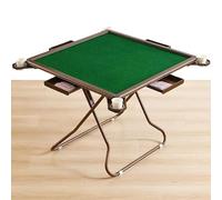 Folding Mahjong Table, Portable Multifunction Game Table with Cup Holders & Chip Trays for Mahjong, Poker, Blackjack - Ideal for Game Nights and Family Fun