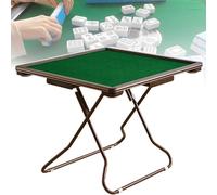 Folding Mahjong Table - Portable Square Card Table for 4 with Wear-Resistant Desktop, Cup Holders & Chip Trays for Mahjong, Poker, Blackjack