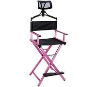 Folding Makeup Artist Chair - Portable Aluminum High Director's Chair with Headrest and Footrest for Camping and Outdoor Use