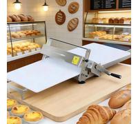 Folding Manual Dough Sheeter, Commercial Stainless Steel Dough Roller Machine with 10 Adjustable Thickness (0-25mm), Table Top Pastry Sheeter for Croissant, Pizza, Fondant, Bakery & Home Use 400