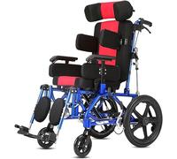 Folding Manual Wheelchair, Ultra-Light Adjustable High-Back Reclining Wheelchair, with Anti-Roll Rear Wheel, for Stroke Hemiplegia Cerebral Palsy Patient