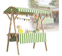 Folding Market Stall With Canopy, Portable Wooden Vendor Cart, Adjustable Outdoor Pop Up Booth For Farmers Market, Craft Shows, Flea Market, Street Vending, Food Stall(Light green,59in/150cm)