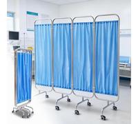 Folding Medical Screen, Medical Privacy Screen With Silent Wheel, Foldable Room Divider Temporary Fence, For Ward Emergency Room Sanatorium Beauty Salon(4 folds)
