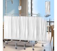 Folding Medical Screen, Medical Privacy Screen With Silent Wheel, For Ward Emergency Room Sanatorium Beauty Salon Laboratory Room Medical Curtain(White,5 folds)
