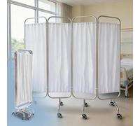 Folding Medical Screen, Medical Privacy Screen With Silent Wheel, For Ward Emergency Room Sanatorium Beauty Salon Laboratory Room Medical Curtain(White,4 folds)