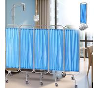 Folding Medical Screen, Medical Privacy Screen With Silent Wheel, For Ward Emergency Room Sanatorium Beauty Salon Laboratory Room Medical Curtain(Blue,5 folds)