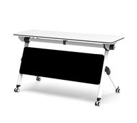Folding Meeting Table Set with Lockable Wheels Mobile Training Desk for Conference Rooms Versatile Computer Workstation with Flip Top Ideal for Office and Classroom Use
