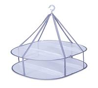 Folding Mesh Clothes Drying Rack, SNOMEL Windproof Sweater Cloth Dryer with Fixing Band, Collapsible Hanging Laundry Rack for Sweater, Feather Jacket, Socks, Outdoor, Indoor, Potable (1, 2 Tier)