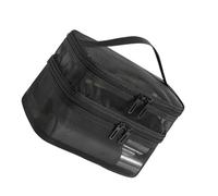 Folding Mesh Cosmetic Storage Bag Spacious 2 Layers Cosmetic Brush Organizer Skin Care Products Travel Compartment Toiletry Organizer, black, C