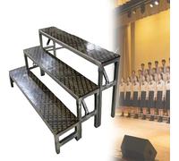 Folding Metal Choir Stage Steps, 3-Tier Choral Risers for School & Theatre, Heavy-Duty Public Speaking Podium Stair Platform