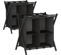 Folding Metal Luggage Rack, Suitcase Stand with Storage Shelf, Portable Luggage Rack for Guest Room, 2 Tier Luggage Stand Holder for Hotel, Suit Case Holder Travel Chest Storage Stand, 2 Pack - Black