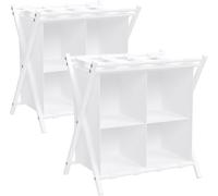 Folding Metal Luggage Rack, Suitcase Stand with Storage Shelf, Portable Luggage Rack for Guest Room, 2 Tier Luggage Stand Holder for Hotel, Suit Case Holder Travel Chest Storage Stand, 2 Pack - White