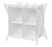 Folding Metal Luggage Rack, Suitcase Stand with Storage Shelf, Portable Luggage Rack for Guest Room, 2 Tier Luggage Stand Holder for Hotel Bedroom, Suit Case Holder Travel Chest Storage Stand,1x White