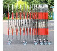 Folding Metal Security Gate with Casters - Stainless Steel Retractable Traffic Fence Mobile Safety Barrier Expandable Parking Barricade for Outdoor Roads & Garages