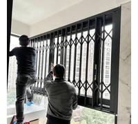 Folding Metal Window Security Grille, Lockable Anti-Theft Barrier for Home/French Doors, Prevents Falls Balcony Retractable Fence(W105xH170cm/41.3x66.9in)