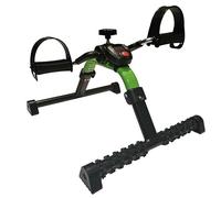Folding Mini Pedal Exerciser with Digital Screen and Adjustable Resistance - Green with roller massager rings