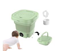 Folding Mini Washing Machine, Mini Washer Machine 8L with Spin Dry and Drainage Pipe, Mini Folding Washing Machine Suitable for Washing Baby Clothes,Green
