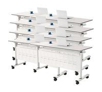 Folding Mobile Conference Table with Caster Wheels Rectangular Training Seminar Meeting Table for Schools and Companies Set of 2 (55.1"x19.6"x29.5")